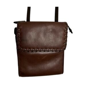 Coletta- vintage genuine leather- some staining brown crossbody- western